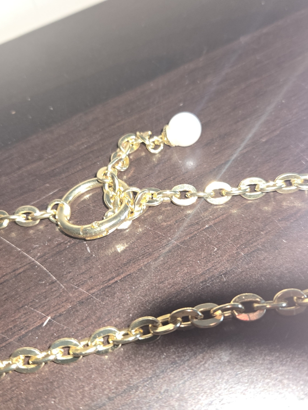 Gold Chain Necklace Strap with Pearl Accent - Picture 3 of 3